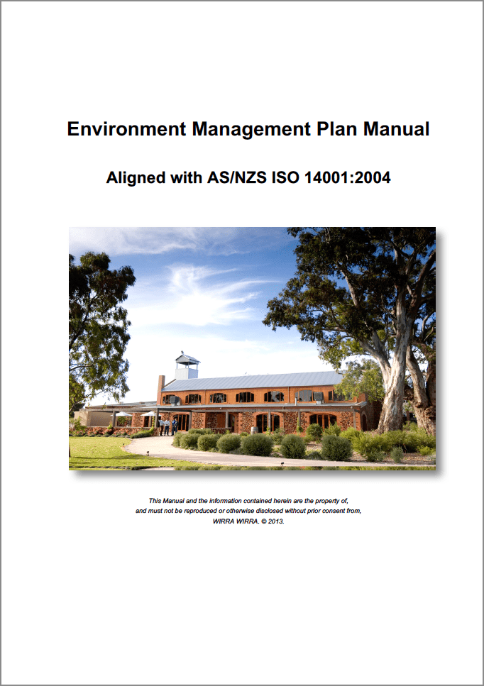 Environmental Management Plan - wineries (example from Wirra Wirra, 2013)
